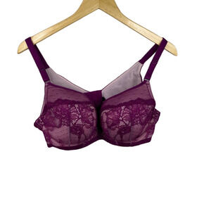 Torrid Lightly Lined Full Coverage Balconette Lace Bra Maroon Pink Size 38D